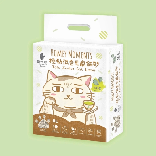 Picture of Homey Moments Green tea Activated Carbon Tofu Zeolite Cat Litter 8L x 6