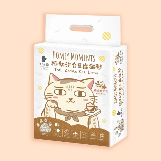 Picture of Homey Moments Vanilla Latte Activated Carbon Tofu Zeolite Cat Litter 8L X 6