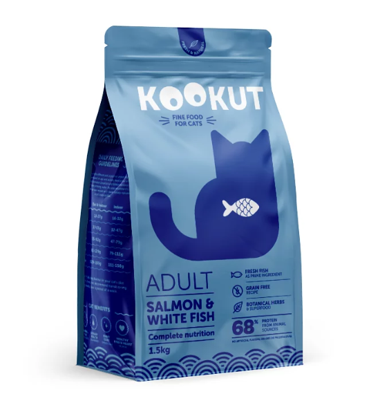 Picture of Kookut Salmon & White Fish Dry Food for Cat 1.5kg