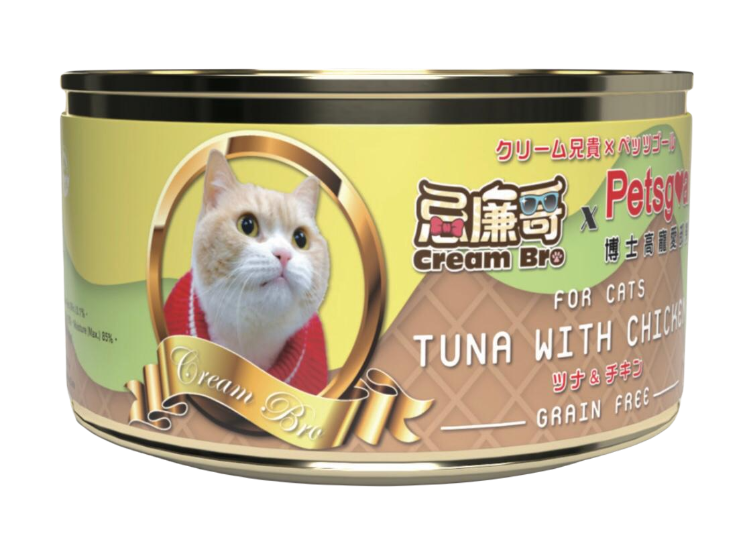 Picture of CreamBro x Petsgoal Highly hydrating Grain-Free Canned Cat Food (Tuna with Chicken) 80g x 12