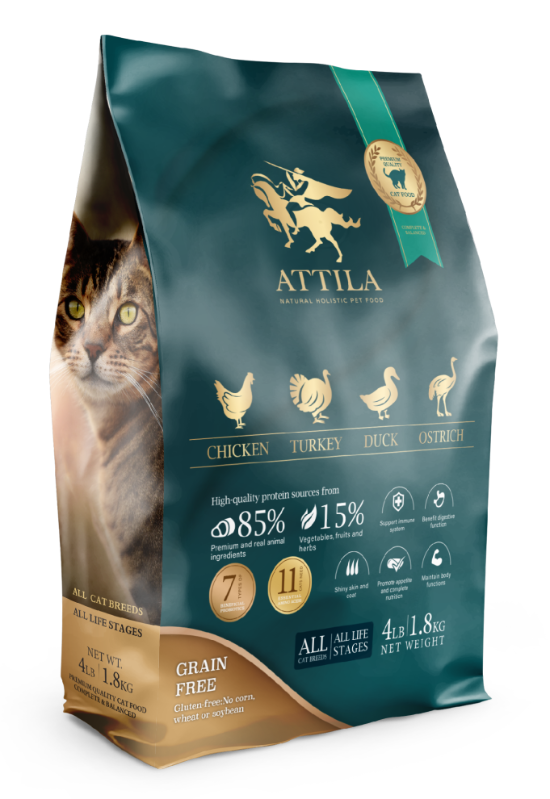 Picture of Attila Grain-free Chicken +Turkey + Duck + Ostrich All Breed Cat Food 4.5KG