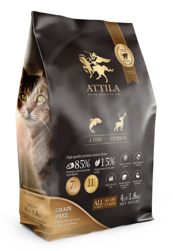 Picture of Attila Grain-free 4 Fish + Venison All Breed Cat Food 1.8KG