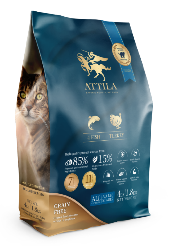 Picture of Attila Grain-free 4 Fish + Turkey All Breed Cat Food 1.8KG