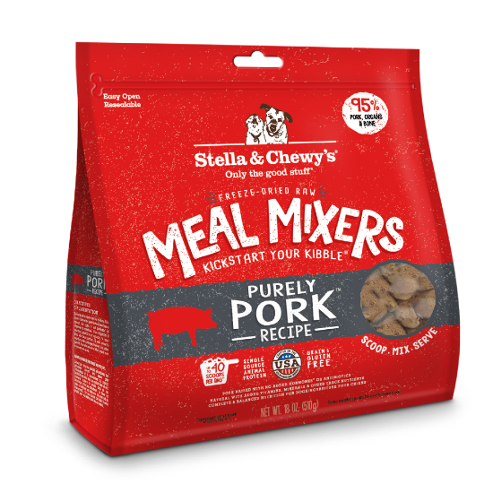 Picture of Stella & Chewy's Purely Pork Meal Mixers Freeze-Dried Raw Dog Food Mixers & Toppers 18 oz