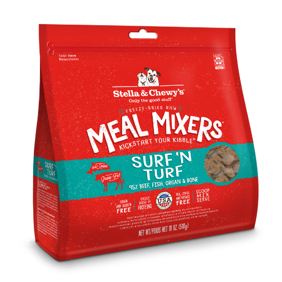 Picture of Stella & Chewy's Surf 'N Turf Meal Mixers Freeze-Dried Raw Dog Food Mixers & Toppers 18 oz